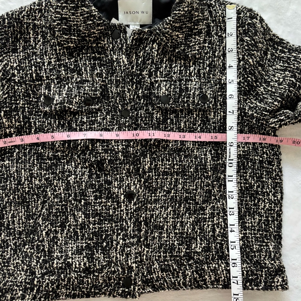 JASON WU Long Sleeve Tweed Collared Cropped Snap Front Blazer Jacket--NWT--2 - Picture 14 of 16